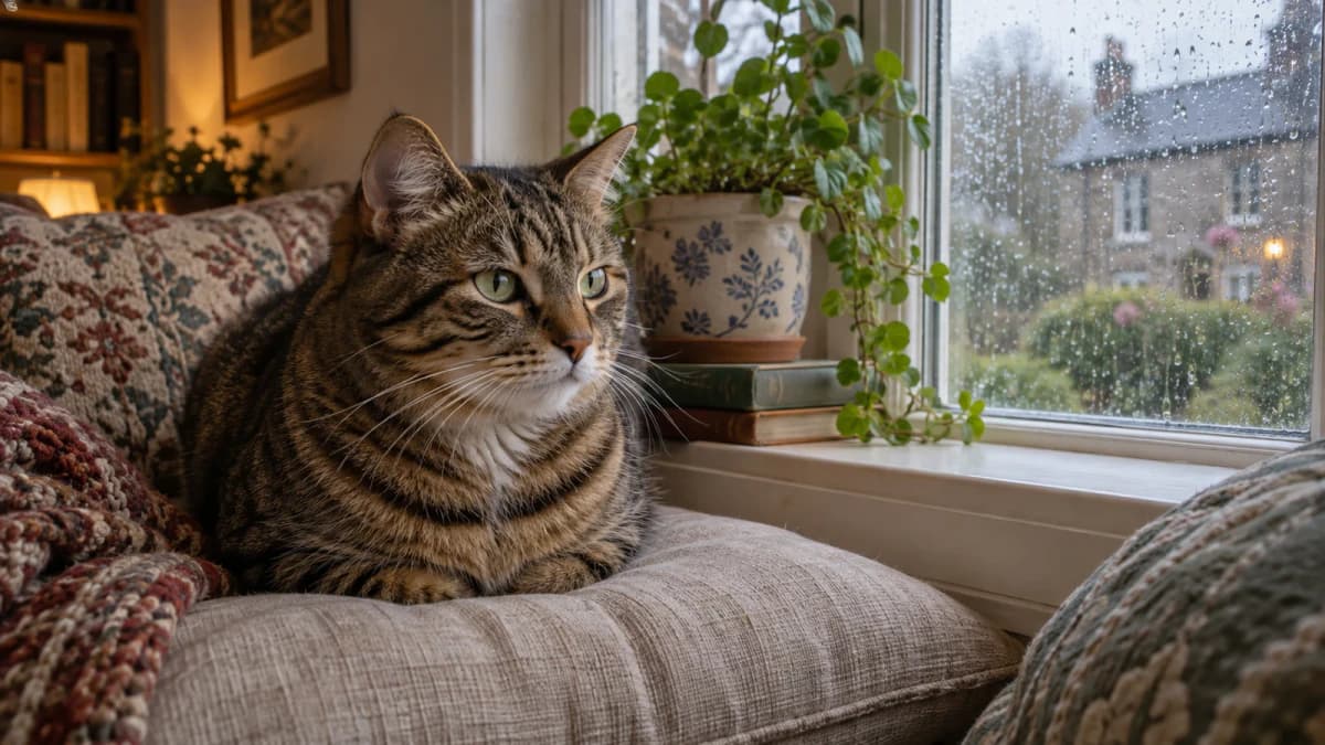 Tabby Cat on a Window Cushion jigsaw puzzle preview