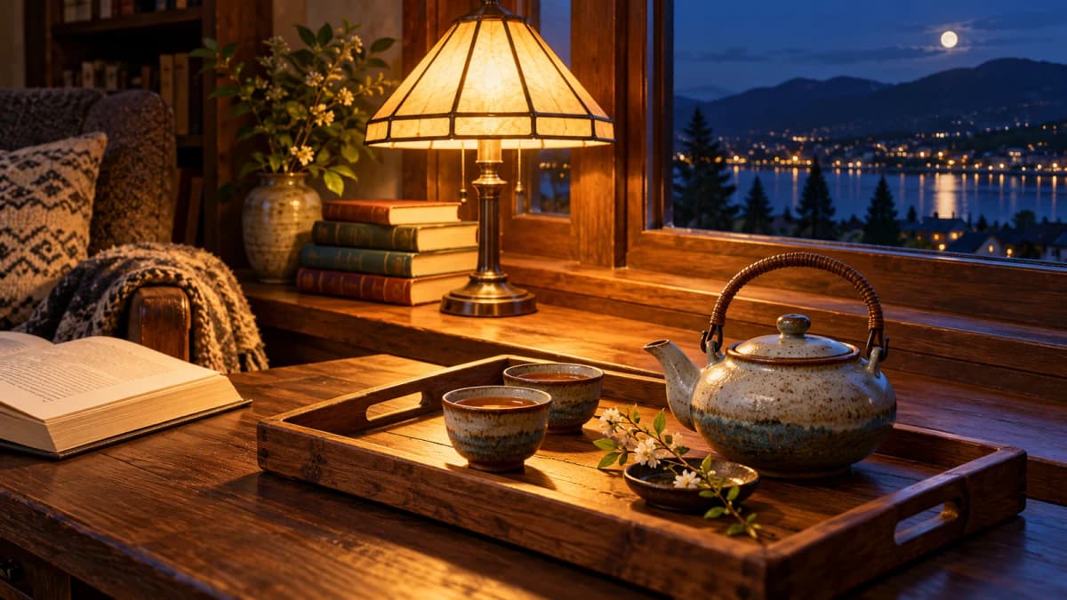 Tea Tray under a Window Lamp jigsaw puzzle preview