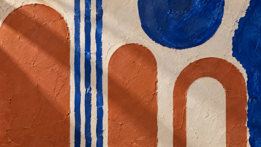 Terracotta Arches and Blue Lines jigsaw puzzle preview