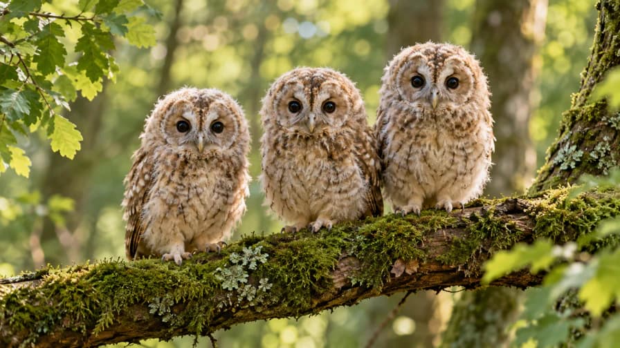 Three Owlets on a Branch jigsaw puzzle preview