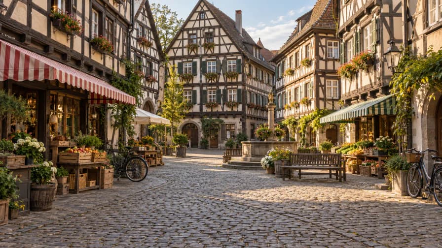 Timber Framing around a Market Square jigsaw puzzle preview