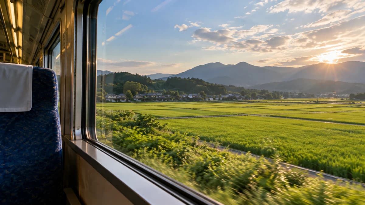 Train Window over Rice Fields jigsaw puzzle preview