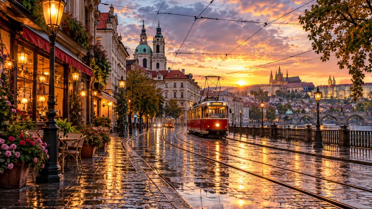 Tram Wires above a Wet Street jigsaw puzzle preview