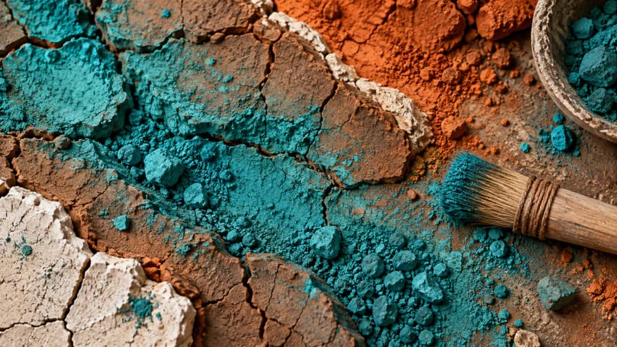 Turquoise Pigment on Cracked Clay jigsaw puzzle preview