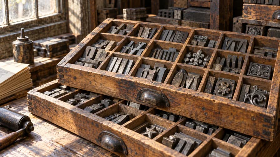 Type Cases in a Print Shop jigsaw puzzle