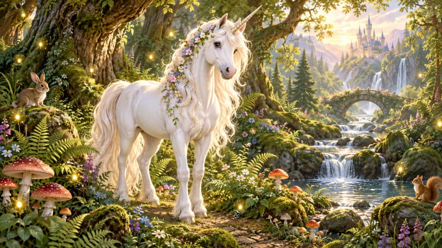 Unicorn in an Enchanted Forest jigsaw puzzle preview