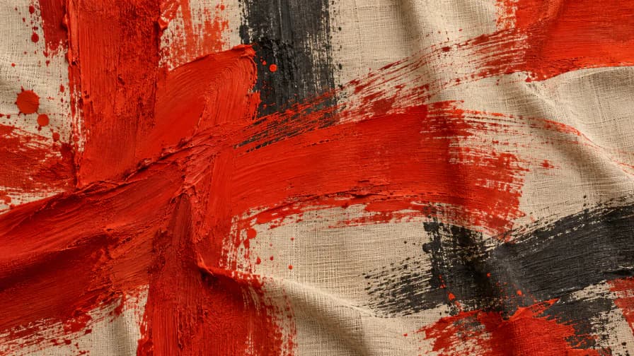 Vermilion Brushwork on Linen jigsaw puzzle preview