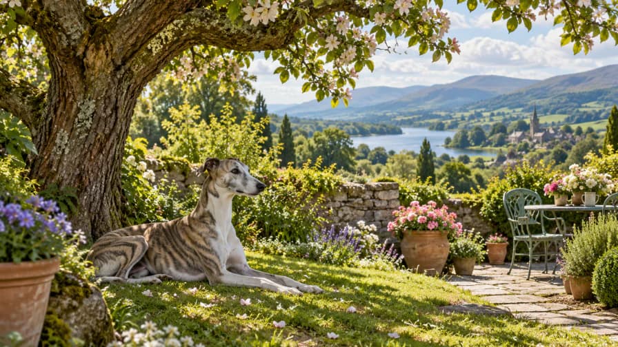Whippet under a Garden Tree jigsaw puzzle
