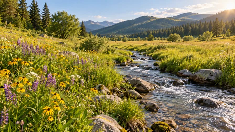 Wildflower Meadow beside a Stream jigsaw puzzle preview