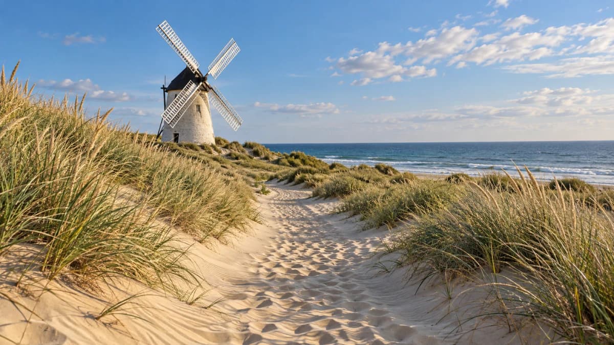 Windmill Path through Coastal Dunes jigsaw puzzle preview