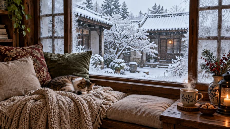 Window Nook above a Snowy Courtyard jigsaw puzzle preview
