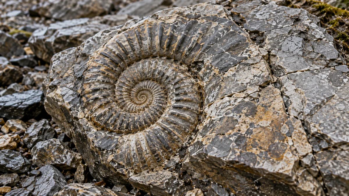 Ammonite Fossil in a Limestone Slab jigsaw puzzle preview