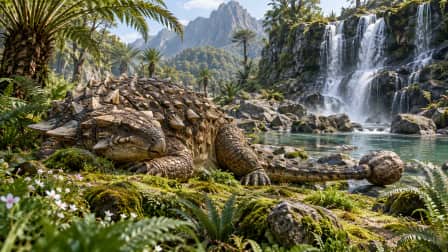 Ankylosaurus by a Waterfall jigsaw puzzle
