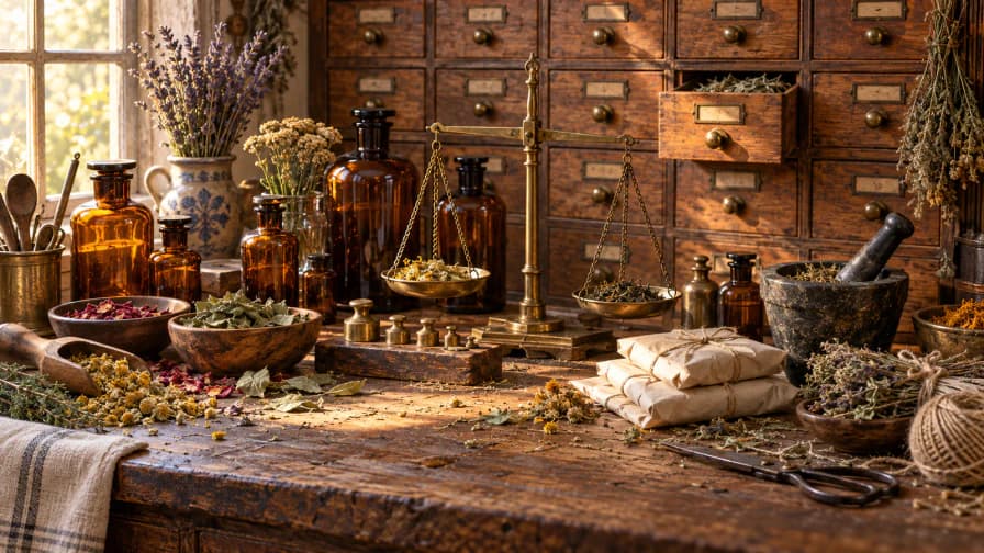 Apothecary Drawers and Amber Bottles jigsaw puzzle preview