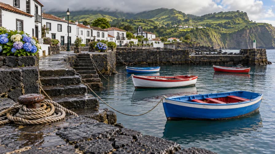 Azores Harbor with Basalt Quays jigsaw puzzle preview