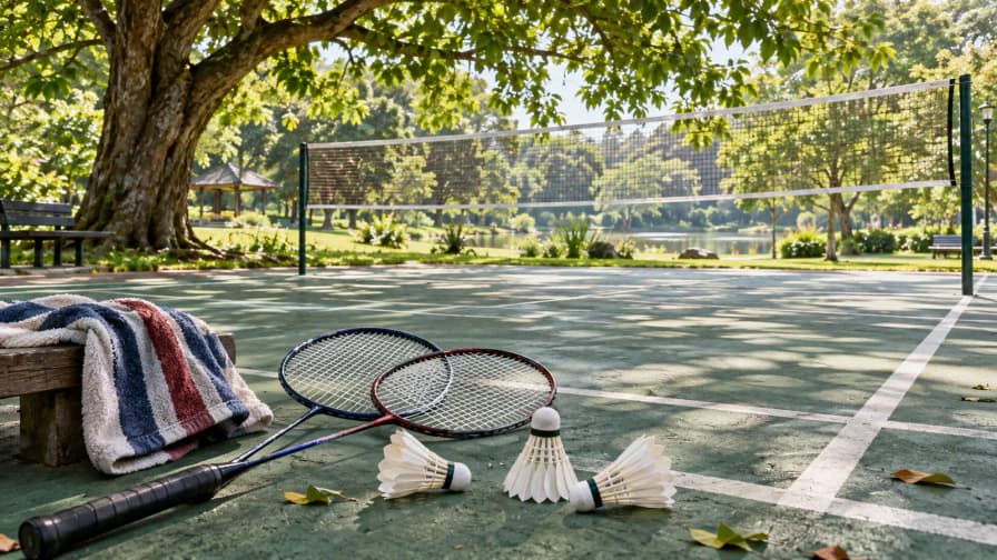 Badminton Rackets under a Park Tree jigsaw puzzle preview
