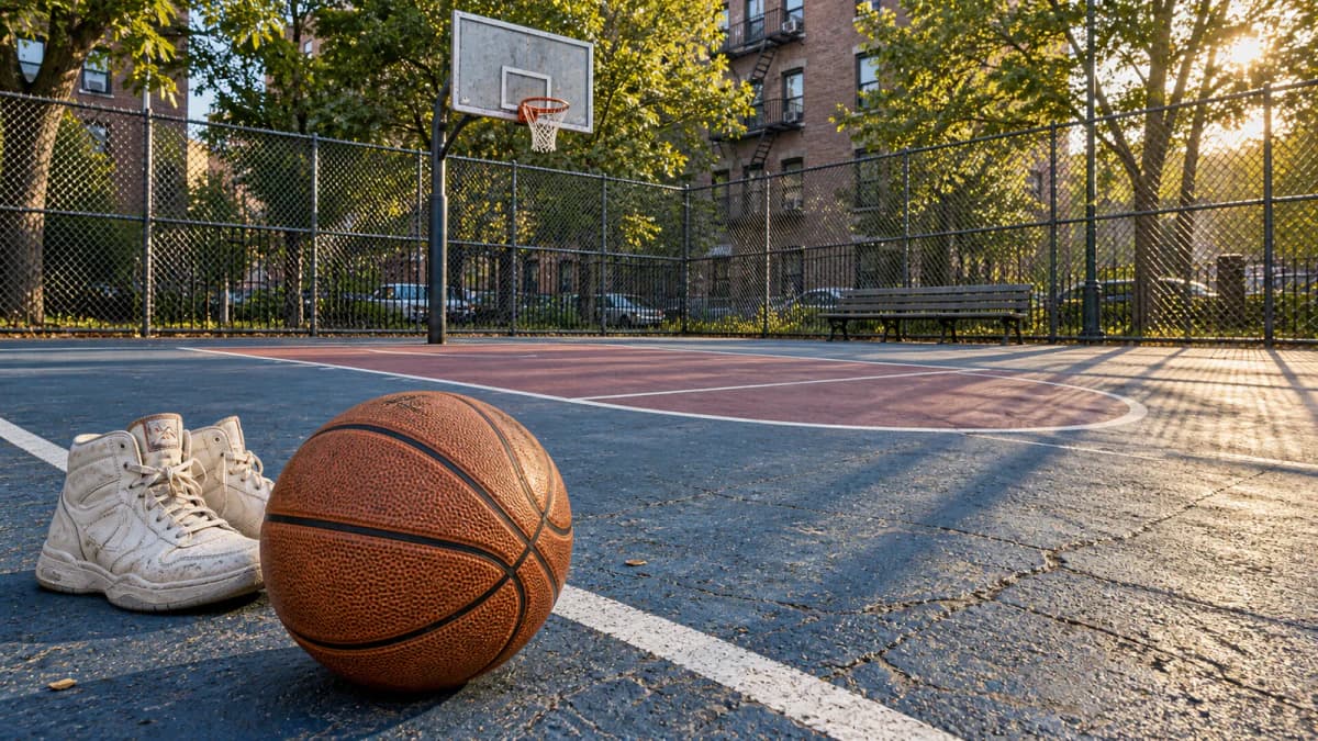 Basketball on an Outdoor Court jigsaw puzzle preview