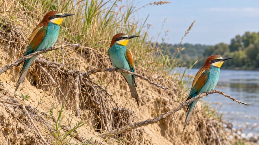 Bee-Eaters on a Sandy Riverbank jigsaw puzzle preview