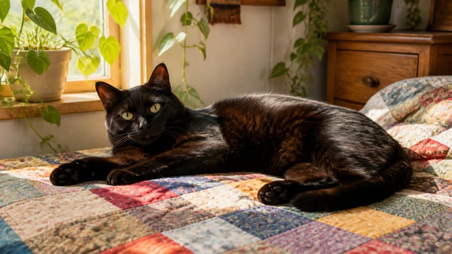 Black Cat on a Quilt jigsaw puzzle preview