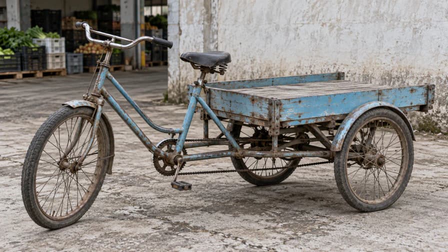 Blue Cargo Tricycle at a Produce Depot jigsaw puzzle