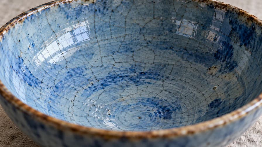 Blue Crackle Glaze inside a Ceramic Bowl jigsaw puzzle