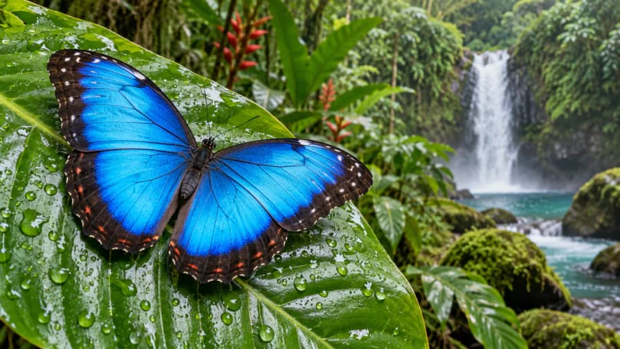 Blue Morpho on a Leaf jigsaw puzzle preview