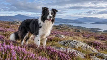 Border Collie in a Heather Field jigsaw puzzle