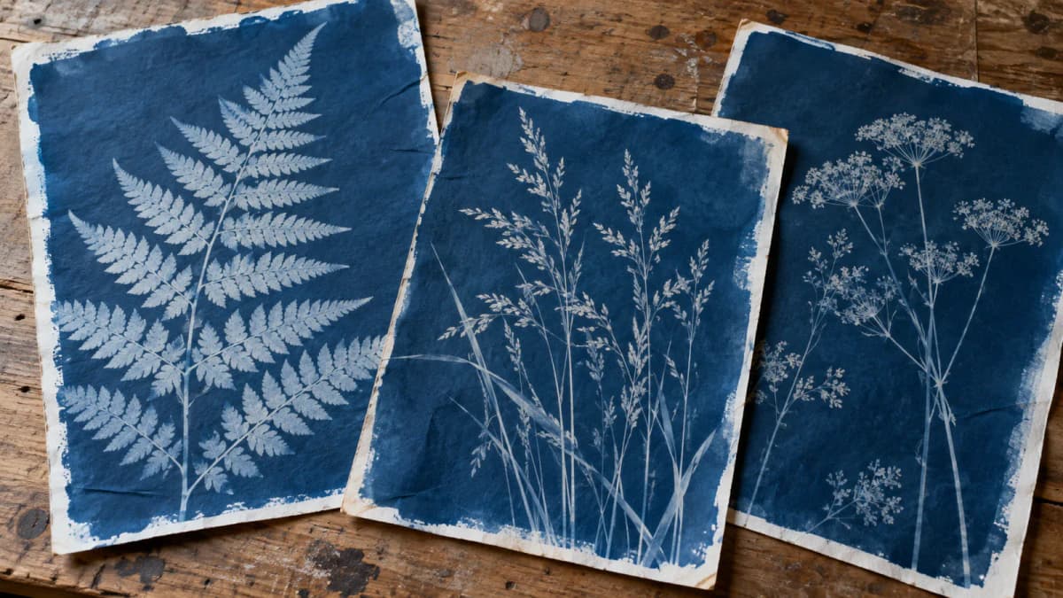 Botanical Cyanotypes on a Studio Board jigsaw puzzle preview