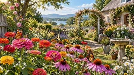 Butterfly Garden with Zinnias jigsaw puzzle
