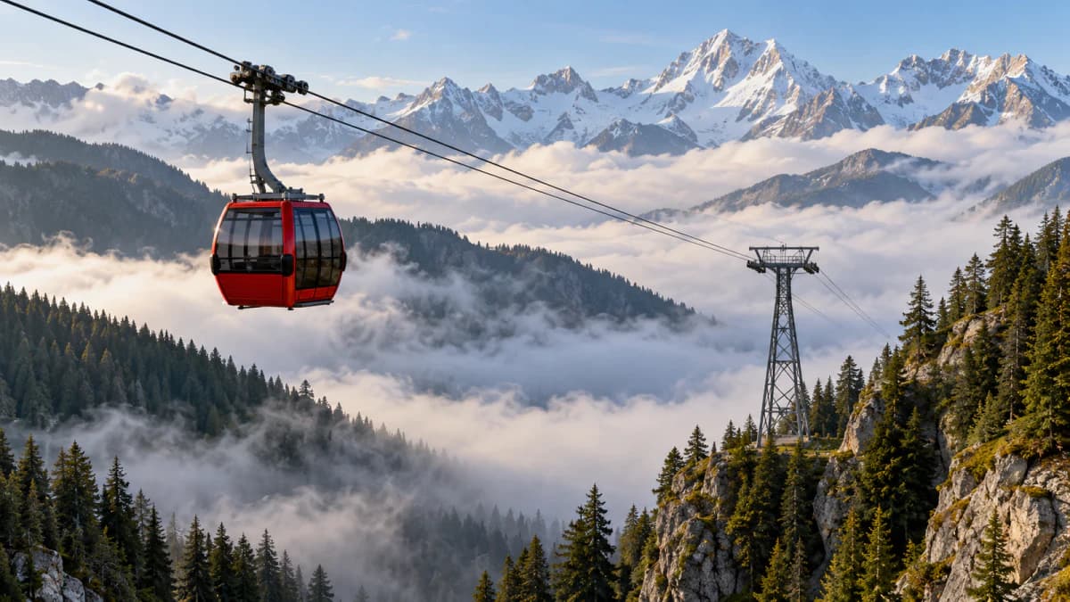Cable Car above a Foggy Valley jigsaw puzzle preview