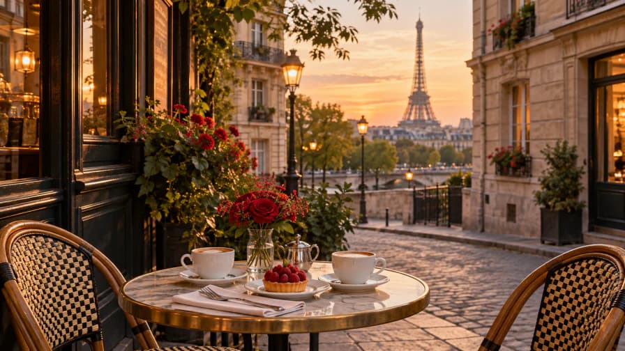 Café Table for Two in Paris jigsaw puzzle preview