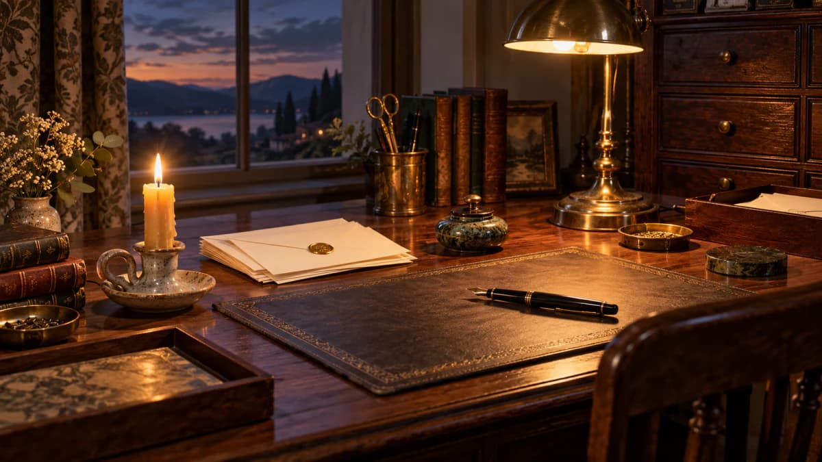 Candlelight on a Writing Desk jigsaw puzzle preview