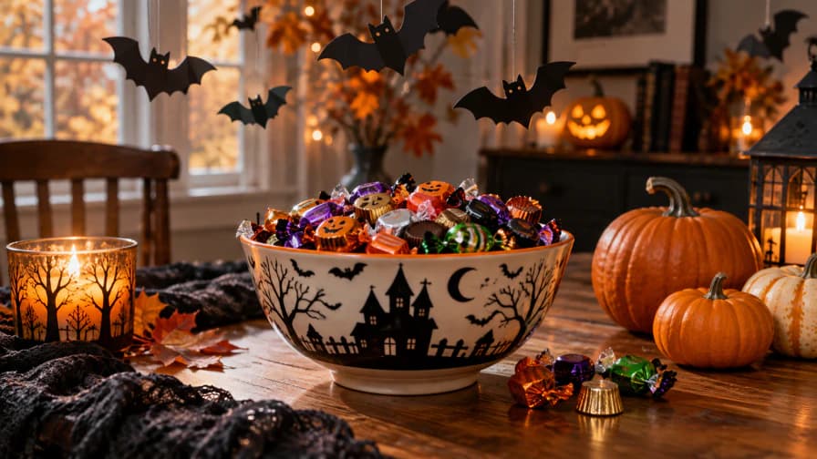 Candy Bowl with Paper Bats jigsaw puzzle preview