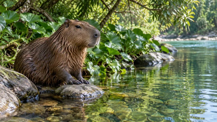 Capybara at a Riverside Pool jigsaw puzzle