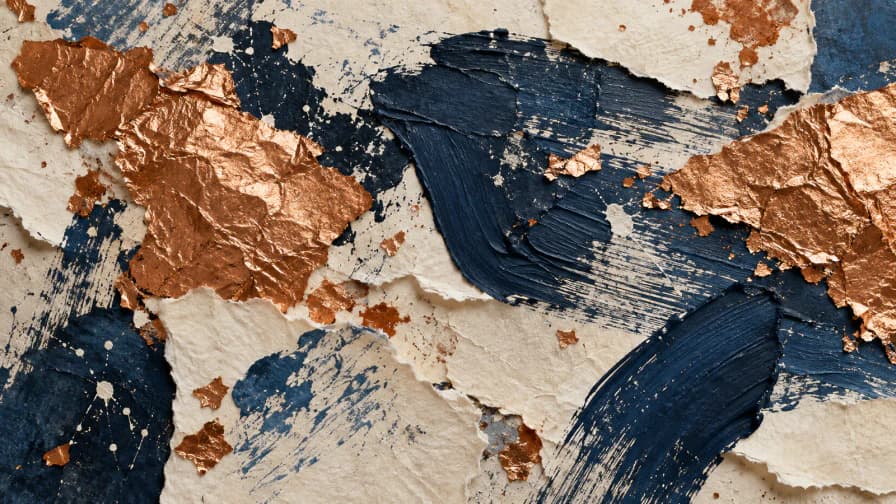 Copper Foil and Indigo Brushstrokes jigsaw puzzle preview