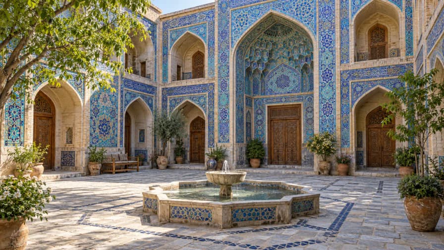 Courtyard of a Blue-Tiled Madrasa jigsaw puzzle preview