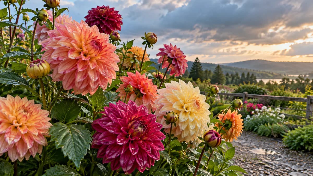 Dahlias after a Summer Shower jigsaw puzzle preview