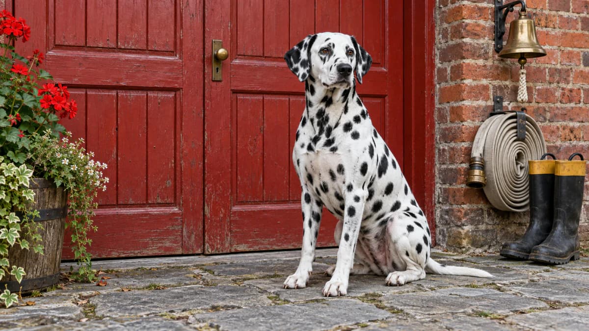 Dalmatian at a Red Firehouse Door jigsaw puzzle preview