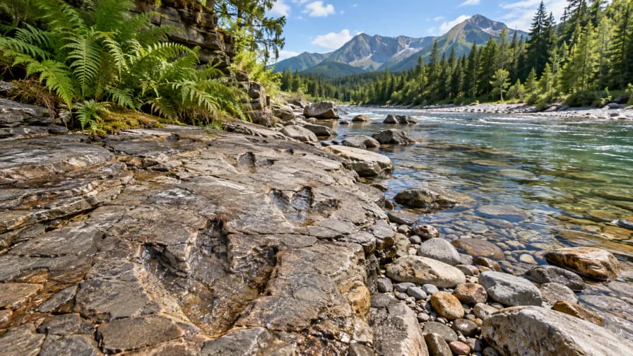 Dinosaur Footprints on a Riverbank jigsaw puzzle preview
