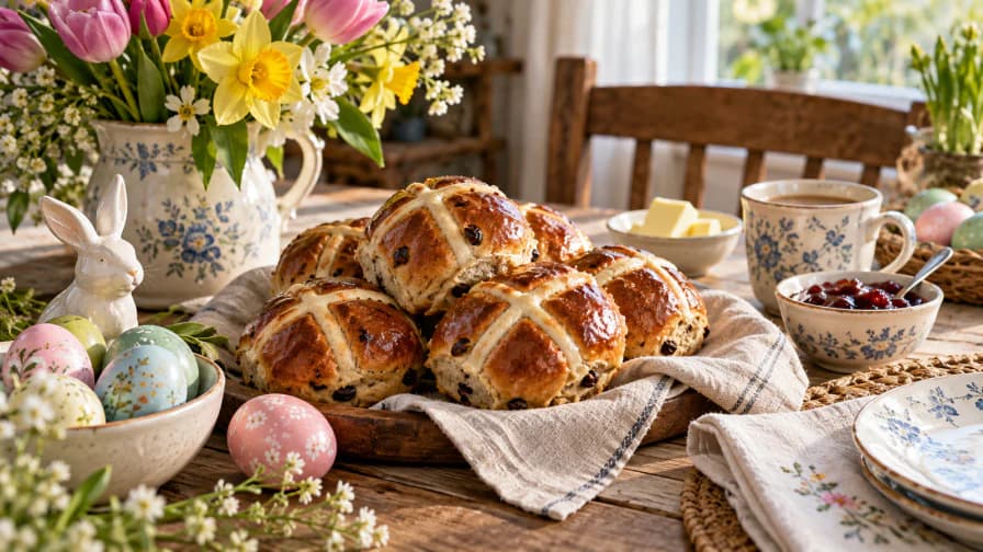 Easter Table with Hot Cross Buns jigsaw puzzle preview