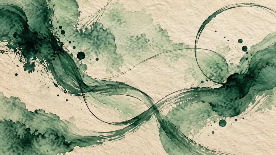 Emerald Ink Lines on Rice Paper jigsaw puzzle preview