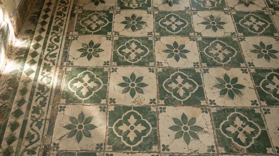Encaustic Tile Floor in Green and Cream jigsaw puzzle preview