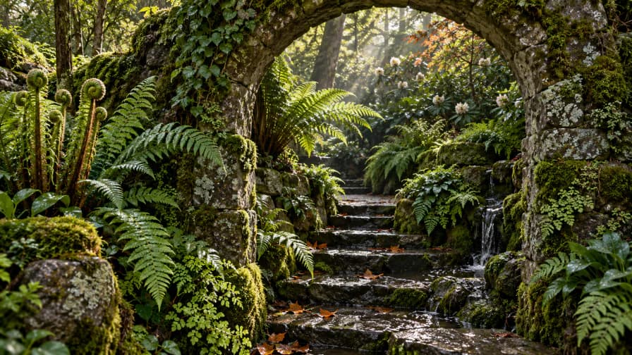 Ferns beneath a Stone Arch jigsaw puzzle preview