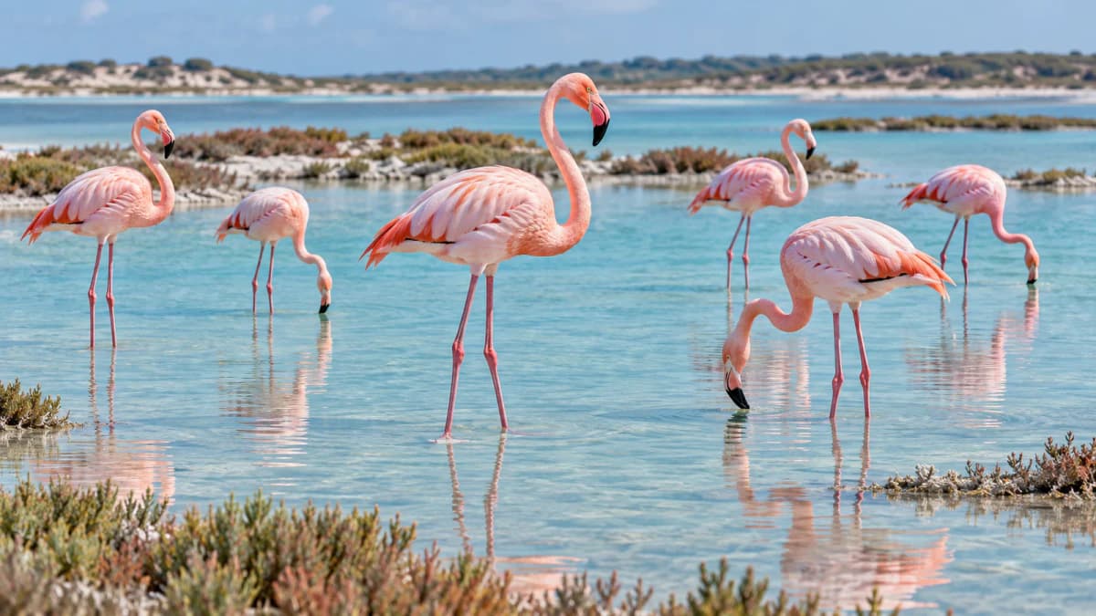 Flamingos at a Shallow Lagoon jigsaw puzzle preview