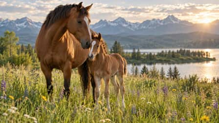 Foal and Mare in a Meadow jigsaw puzzle
