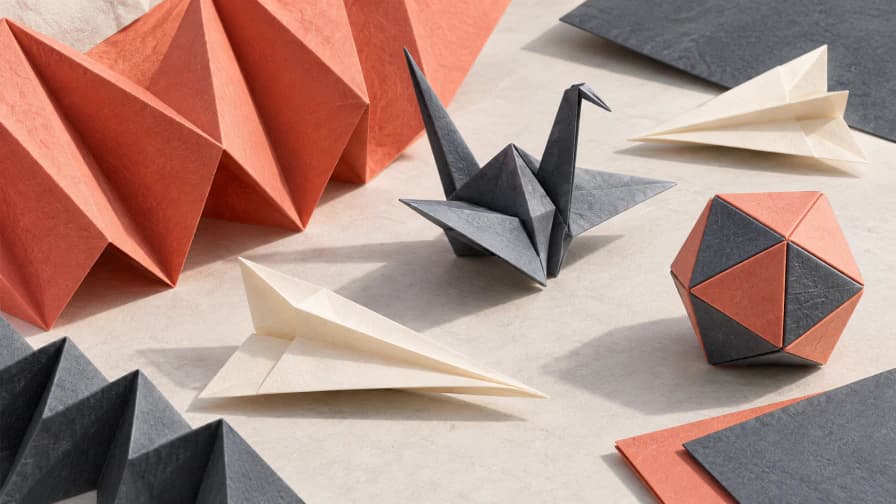 Folded Paper in Coral and Slate jigsaw puzzle preview