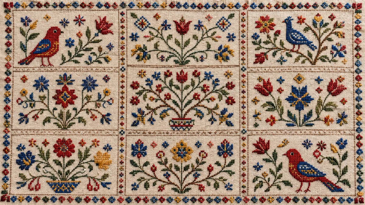 Folk Embroidery Sampler jigsaw puzzle preview