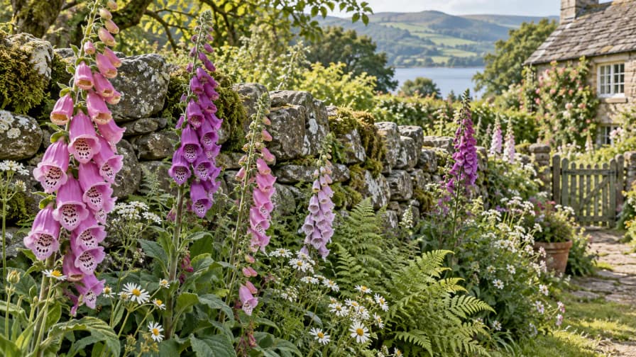 Foxgloves along a Stone Wall jigsaw puzzle preview