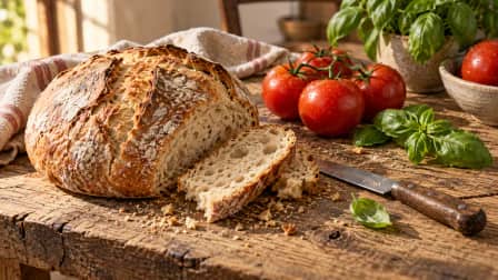 Fresh Bread and Tomatoes on a Table jigsaw puzzle
