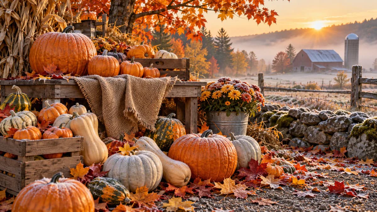 Frosted Pumpkins on a Farm Stall jigsaw puzzle preview